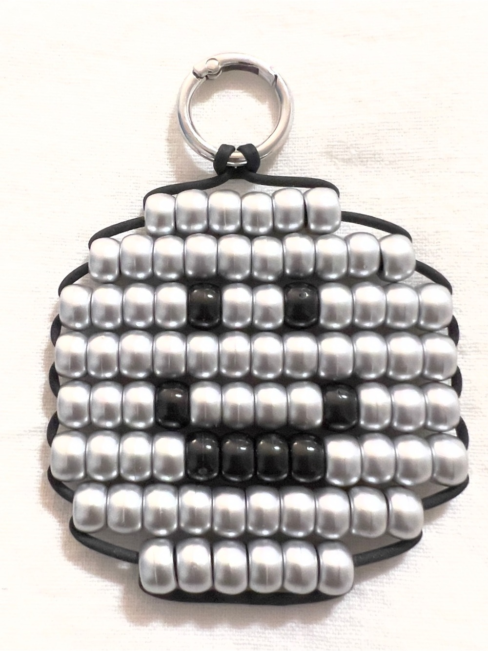 Handmade Pony Bead Smiley Face Keychain Bag Charm |